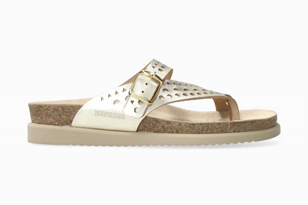 NEW MEPHISTO women's helena perforated sandal in gold